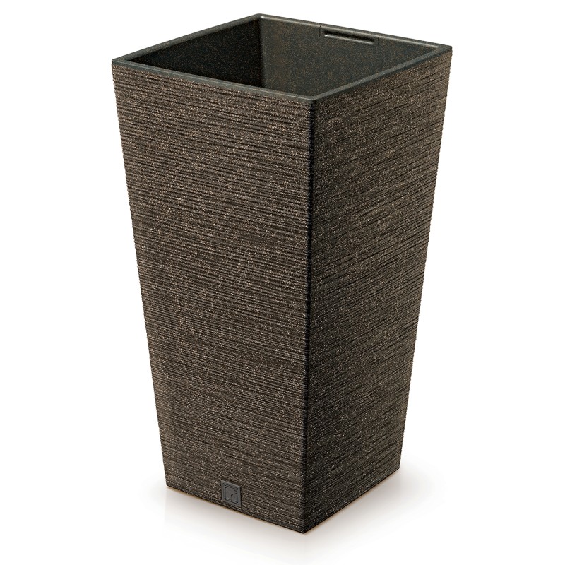 Vaso per Fiori Piante Furu Square ECO WOOD | Quadrato | Decorativo | in Plastica e 33% Legno | da Interno Esterno | Design Moderno