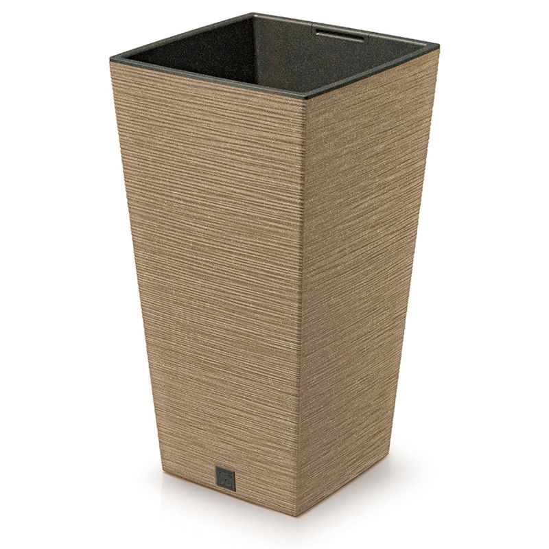 Vaso per Fiori Piante Furu Square ECO WOOD | Quadrato | Decorativo | in Plastica e 33% Legno | da Interno Esterno | Design Moderno
