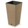 Vaso per Fiori Piante Furu Square ECO WOOD | Quadrato | Decorativo | in Plastica e 33% Legno | da Interno Esterno | Design Moderno