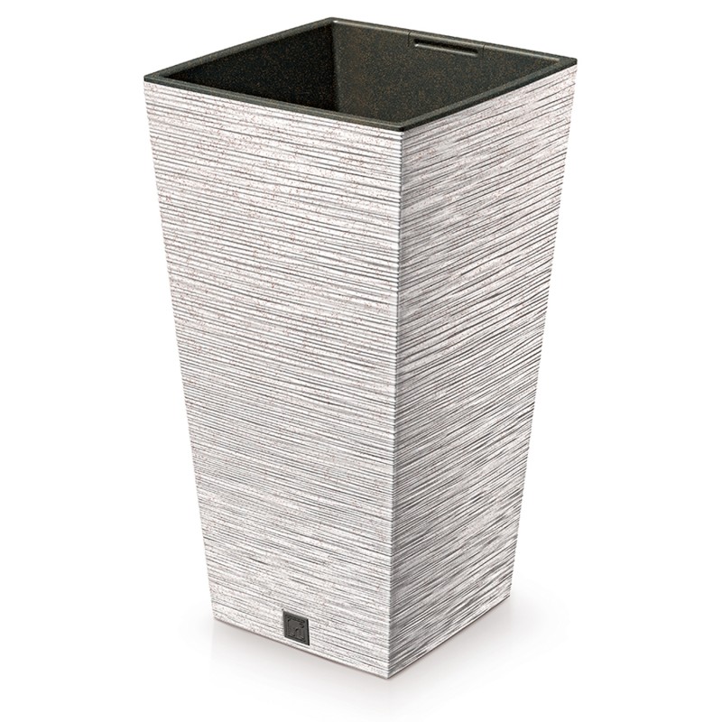 Vaso per Fiori Piante Furu Square ECO WOOD | Quadrato | Decorativo | in Plastica e 33% Legno | da Interno Esterno | Design Moderno