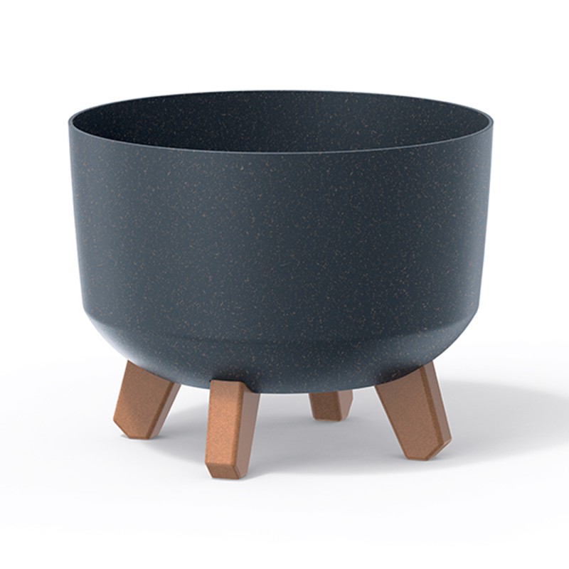 Vaso per Fiori Piante Gracia Regular ECO WOOD | Rotondo | Decorativo | in Plastica e 33% Legno | da Interno Esterno | Design Moderno