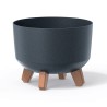 Vaso per Fiori Piante Gracia Regular ECO WOOD | Rotondo | Decorativo | in Plastica e 33% Legno | da Interno Esterno | Design Moderno