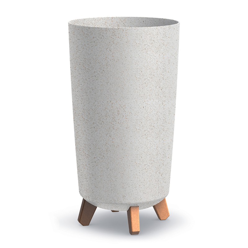 Vaso per Fiori Piante Gracia Tubus Slim ECO WOOD | Rotondo | Decorativo | in Plastica e 33% Legno | da Interno Esterno | Design Moderno