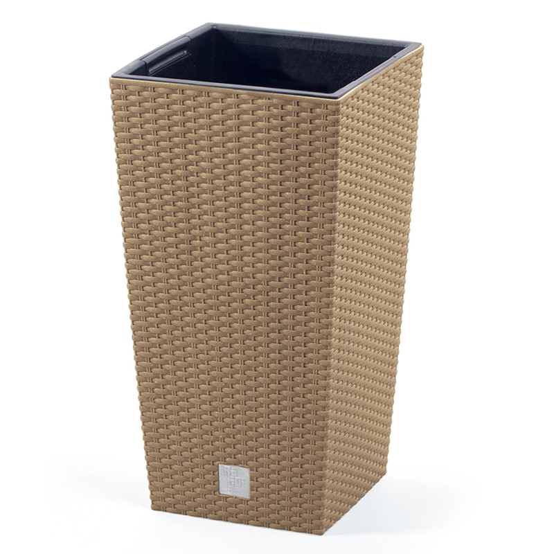 Vaso per Fiori Piante Rato Square ECO WOOD | Quadrato | Decorativo | in Plastica e 33% Legno | da Interno Esterno | Design Moderno