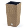 Vaso per Fiori Piante Rato Square ECO WOOD | Quadrato | Decorativo | in Plastica e 33% Legno | da Interno Esterno | Design Moderno