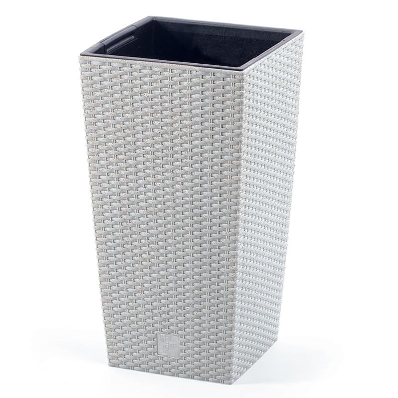 Vaso per Fiori Piante Rato Square ECO WOOD | Quadrato | Decorativo | in Plastica e 33% Legno | da Interno Esterno | Design Moderno