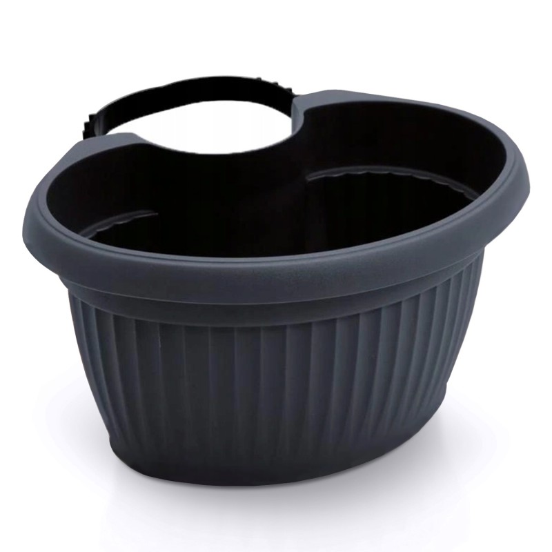 Vaso per Fiori Piante Terra DTRY | Ovale | Decorativo | in Plastica | con Fascia in Gomma 12-27 cm | da Esterno | per Grondaia | Design Classico