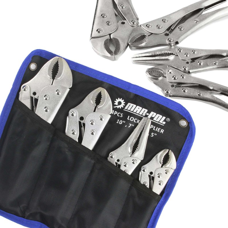 Set pinze autobloccanti da officina 4 pz 125-250mm con vite regolazione