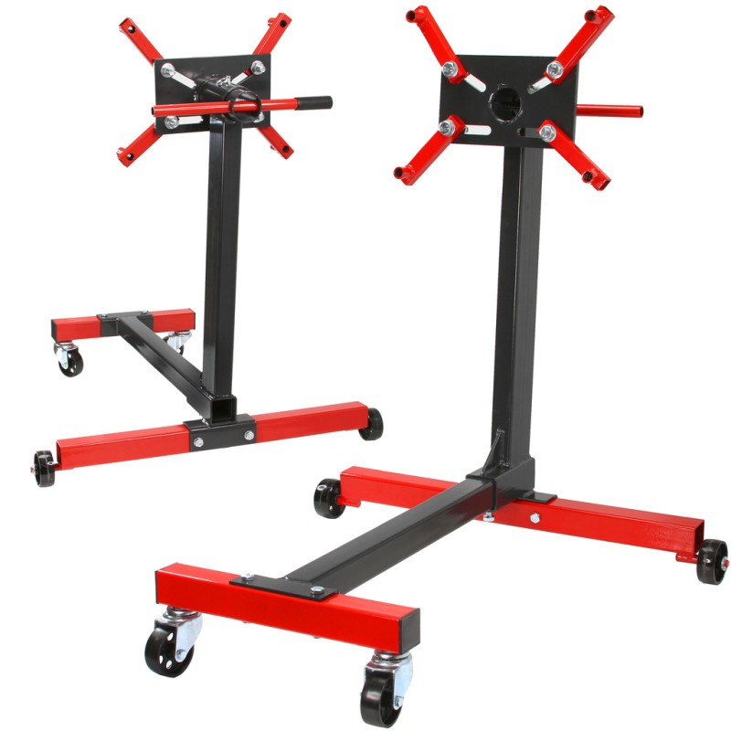 Cavalletto motore 450kg 4 bracci piatto girevole 360° con ruote e perno sicurezza