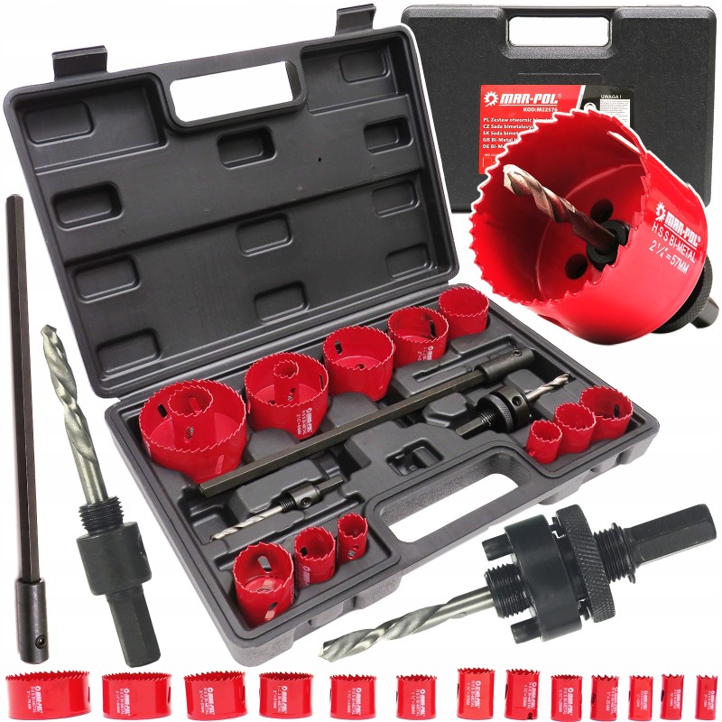 Set seghe a tazza bimetalliche 17pz Ø19-76mm attacco esagonale con valigetta