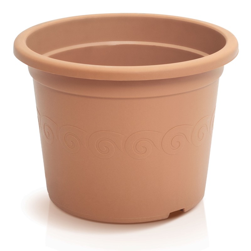 Vaso per Fiori Piante Plastica | Rotondo | Decorativo | in Plastica | Ø28x21,2 cm | da Interno Esterno | Colore Terracotta | Volume 6,5 Litri | Design Classico