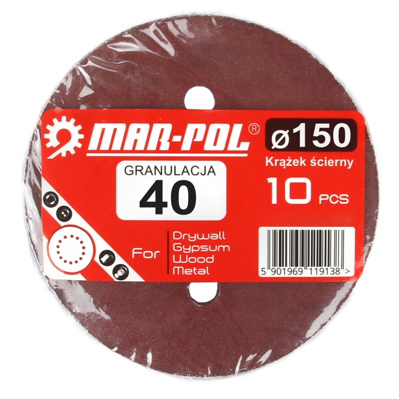 Set 10 dischi abrasivi Ø150mm P40-240 8 fori a strappo per smerigliatrice