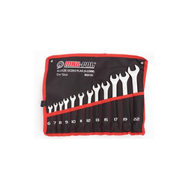 Set chiavi combinate 12 pz 6-22 mm in acciaio CrV con custodia arrotolabile