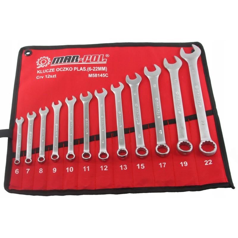 Set chiavi combinate 12 pz 6-22 mm in acciaio CrV con custodia arrotolabile