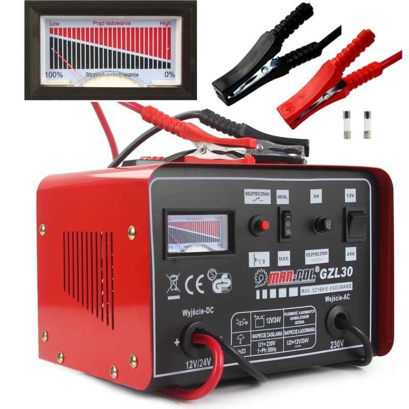 Caricabatterie portatile 12V/24V 30A per batterie fino a 180Ah professionale