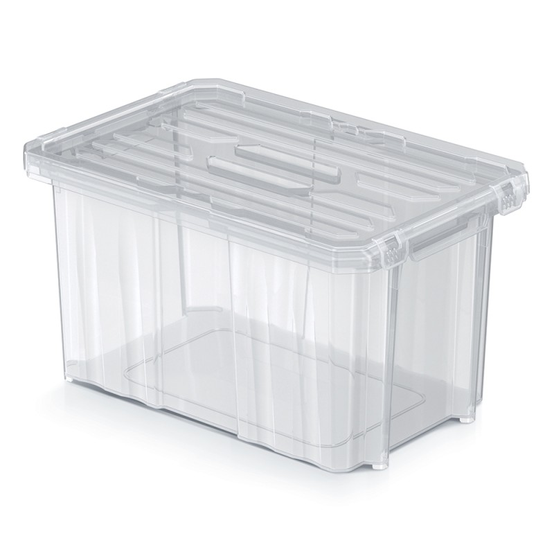 Scatola Contenitore Trasparente con Coperchio Cargobox | Volume 6-45 Litri | Impilabile | in Plastica Resistente