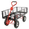 Carrello da giardino 95x50x25cm 400kg con maniglia 80cm e asse girevole 180°