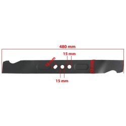 Lama per Tosaerba Tagliaerba a Scoppio | Lunghezza 48 cm | Larghezza 55 mm | Diametro fori 15 mm / 18 mm