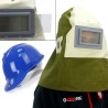 Maschera per sabbiatura con casco regolabile e visore 123x72 mm