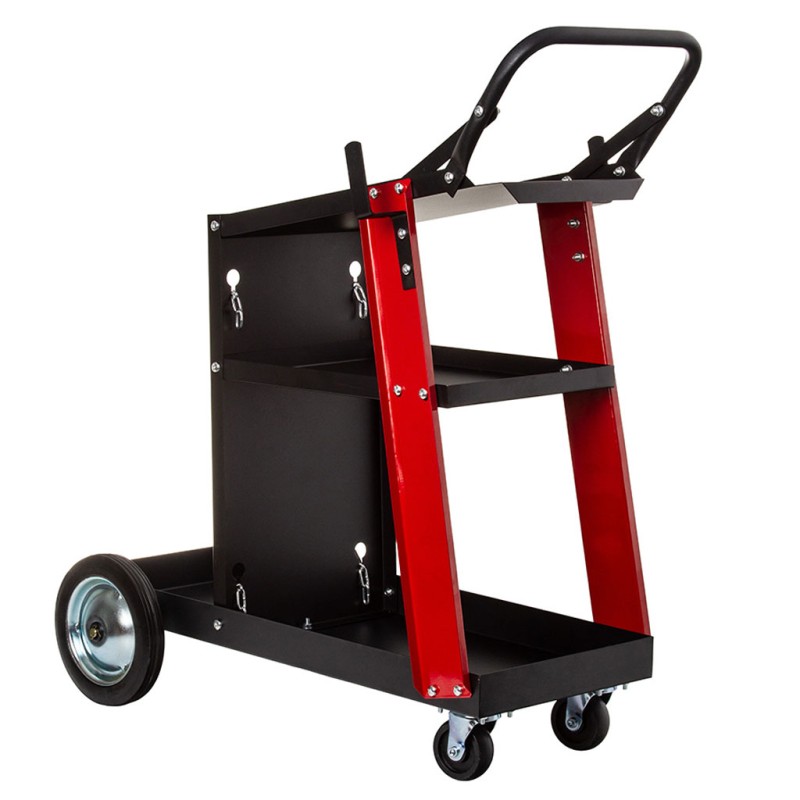 Carrello portasaldatrice MMA MIG TIG 70x39x88 cm carico 60 kg con ruote e ripiani