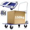 Carrello piattaforma da trasporto fino a 150 kg maniglia pieghevole, 2 ruote girevoli