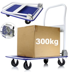 Carrello piattaforma da trasporto fino a 300 kg maniglia pieghevole, 2 ruote girevoli