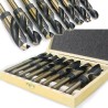 Set punte HSS per trapano Ø14-25,5mm 8 pezzi per metallo con scatola in legno