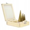 Set punte HSS a gradino Ø4-32mm 3 pezzi rivestite titanio per trapano con scatola