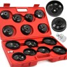 Set chiavi a tazza filtro olio 15 pezzi adattatore 1/2" 65-100 mm con valigetta
