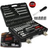 Set chiavi a bussola e cricchetto 110 pz 1/4"-1/2" acciaio CrV con valigetta