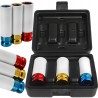 Set bussole impatto 1/2'' 3pz colorate 17-21mm 80mm per cerchi lega con custodia