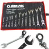Set chiavi combinate a cricchetto snodate 12 pz 8-22 mm acciaio CrV con custodia