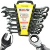 Set chiavi combinate a cricchetto snodate 7 pz 8-19 mm acciaio CrV con supporto