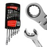 Set chiavi combinate a cricchetto snodate 7 pz 8-19 mm acciaio CrV reversibili
