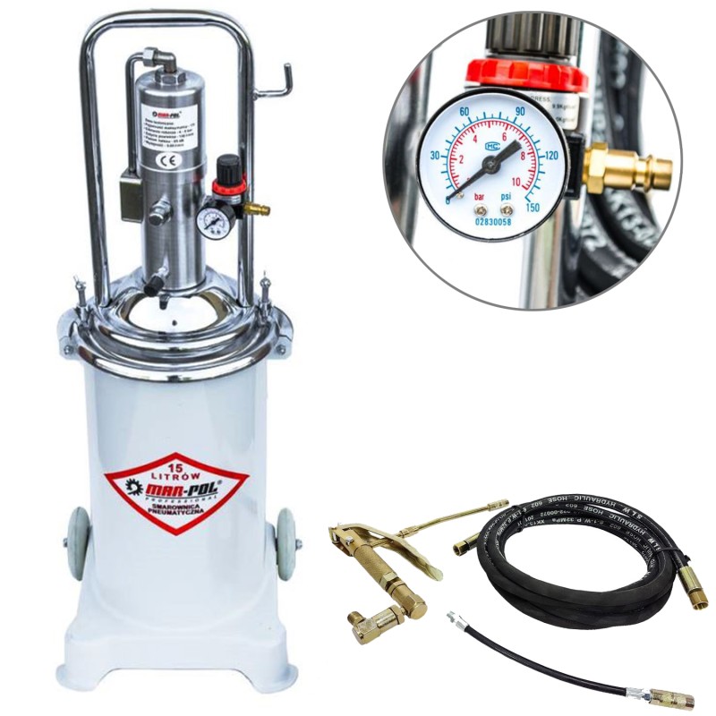 Ingrassatore pneumatico 17L 0,85L/min 400MPa con tubo 4m e ruote