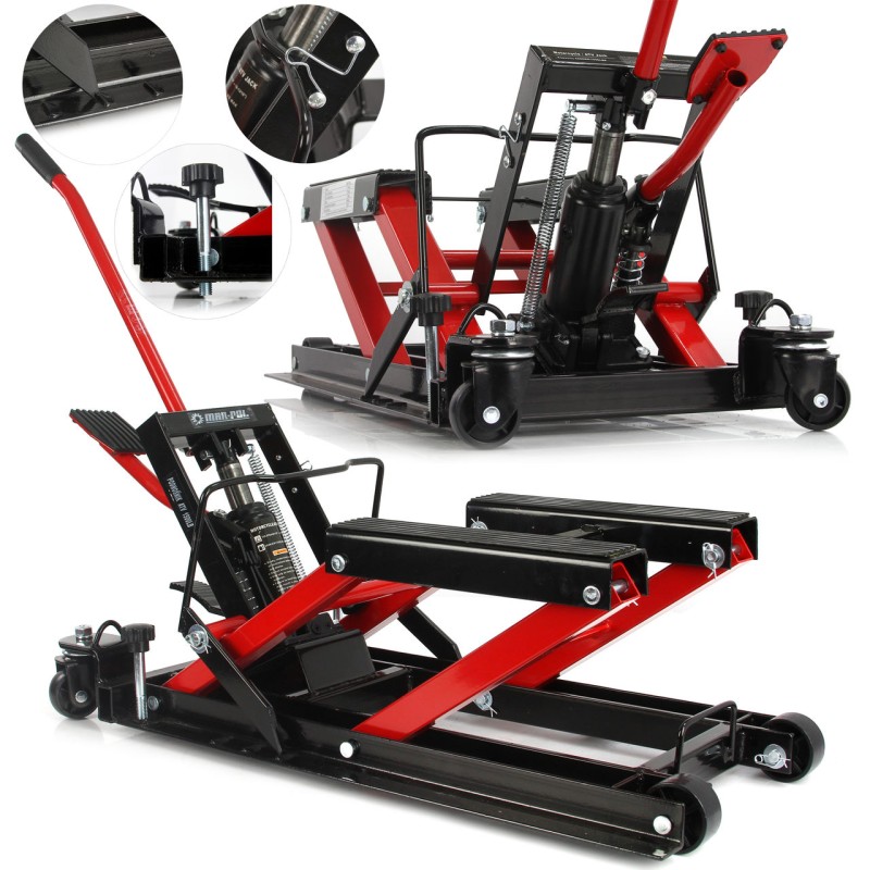 Sollevatore idraulico 680kg 12-38cm con ruote e supporti in gomma antiscivolo