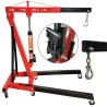 Gru idraulica pieghevole 2T 30-230cm braccio 100-155cm con gancio e 6 ruote