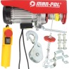 Verricello elettrico 230V 1300W 400-800kg con cavo acciaio Ø5,5mmx12m telecomando