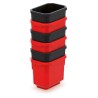 Set di 6 Contenitori Titan Box | 7,5x11x26,3 cm | Colore Rosso e Nero | in Plastica