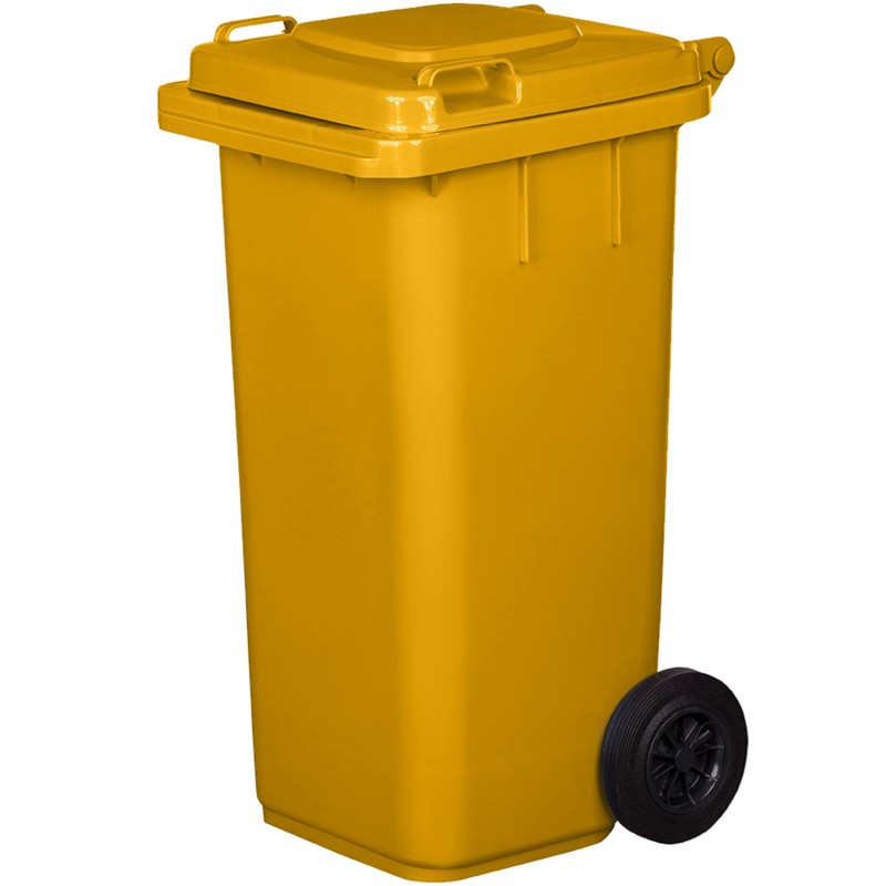 Bidone Pattumiera Contenitore per Spazzatura Rifiuti | da 120-240 Litri | EN840 | con Ruote | Sistema di Aggancio per Prelievo Meccanico | in Plastica