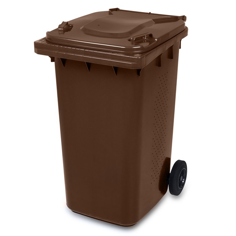 Bidone Pattumiera Contenitore per Spazzatura Rifiuti Organici | da 120-240 Litri | EN840 | con Ruote | Sistema di Aggancio per Prelievo Meccanico | Sistema di Ventilazione | in Plastica 