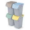 Set di Bidoni Cestini Kaddi Q | per Raccolta Differenziata Riciclaggio | Impilabili | in Plastica | per Casa Interni