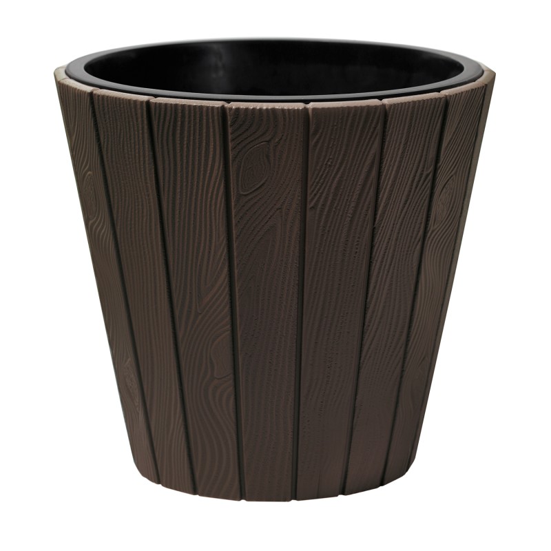 Vaso per Fiori Piante Woode | Rotondo | Decorativo | in Plastica | da Interno Esterno | Design Moderno