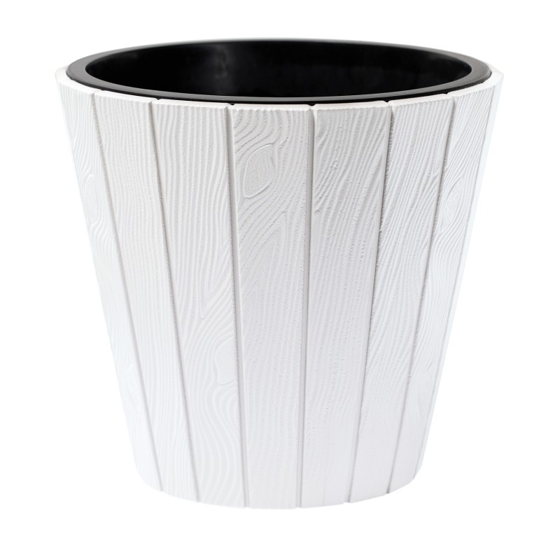 Vaso per Fiori Piante Woode | Rotondo | Decorativo | in Plastica | da Interno Esterno | Design Moderno